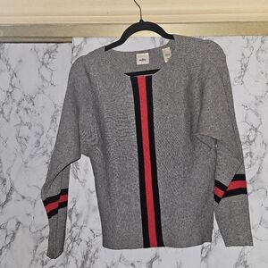 Gray and Red Striped Men's Sweater